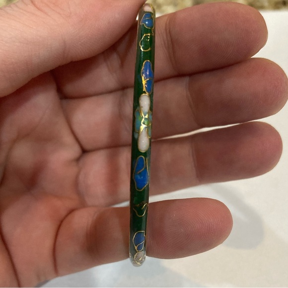Vintage Cloisonné Bracelet Green Yellow Blue Eggshell Good Condition Rare - Picture 5 of 10